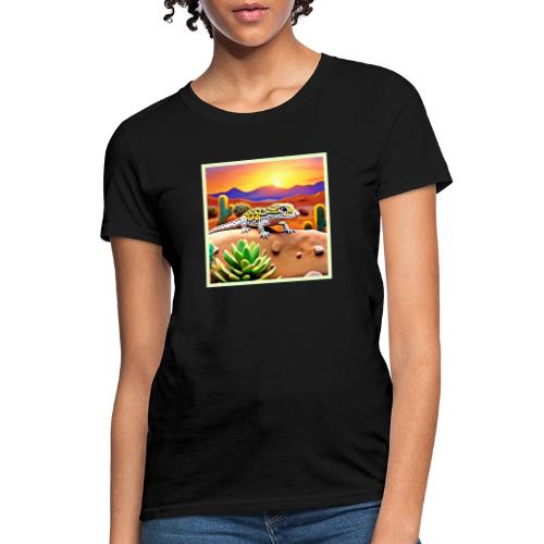 Spotted Gecko Desert Sunset - Women's T-Shirt