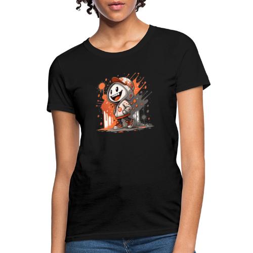 Animated Cartoon Robot Kid Print - Women's T-Shirt