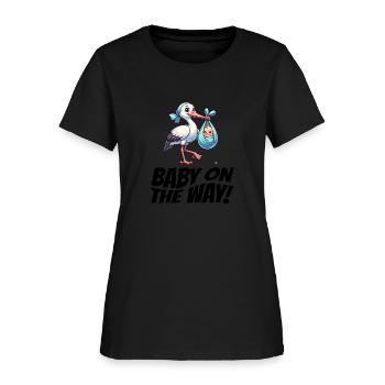 Expectant Mother Stork Brings The Beautiful News - Women's T-Shirt - black - Front
