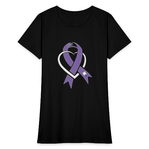 TB Cancer Awareness Ribbon with Heart - Women's T-Shirt