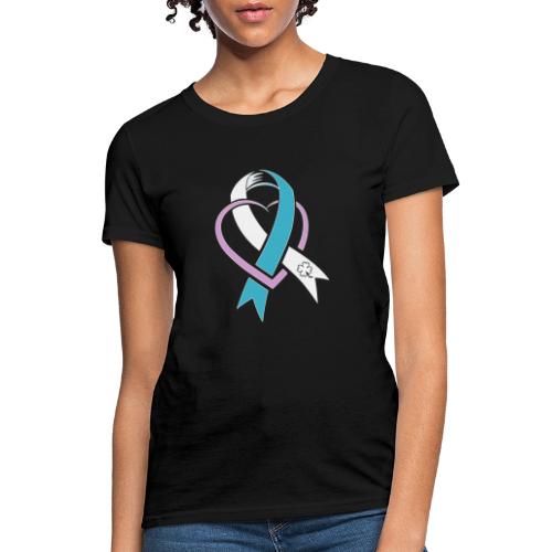 TB Cervical Cancer Awareness Ribbon with Heart - Women's T-Shirt