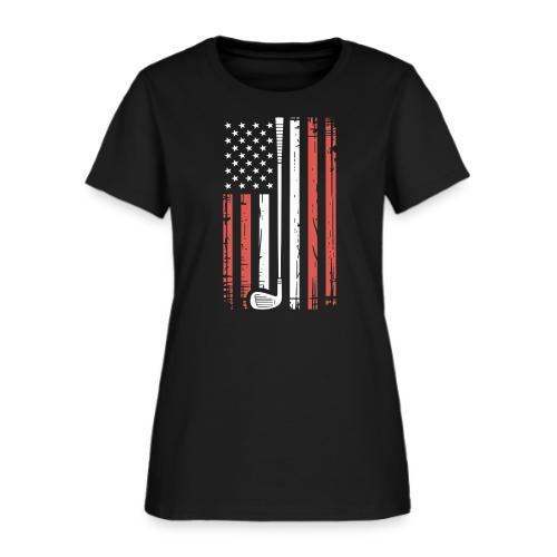 Patriotic Golf T-Shirt | American Flag Golf - Women's T-Shirt