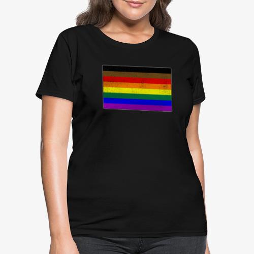 Distressed Philly LGBTQ Gay Pride Flag - Women's T-Shirt