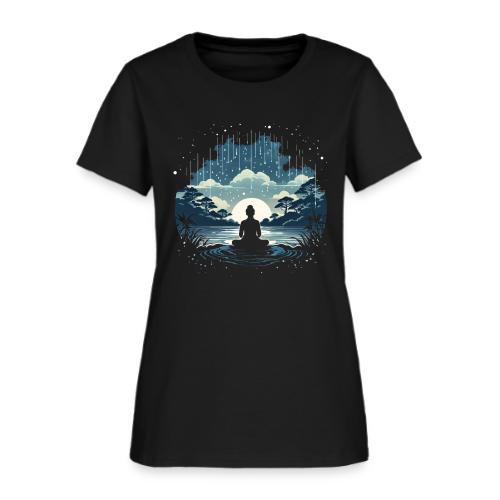 Find Your Zen: Meditative Silhouette in GentleRain - Women's T-Shirt