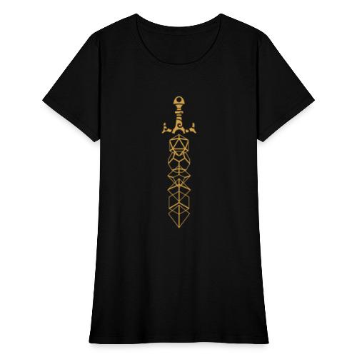 Gold Polyhedral Dice Sword - Women's T-Shirt