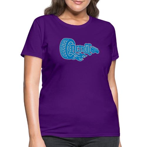 The D® - Detroit Wheel Guitar with Flames Bl Slvr - Women's T-Shirt