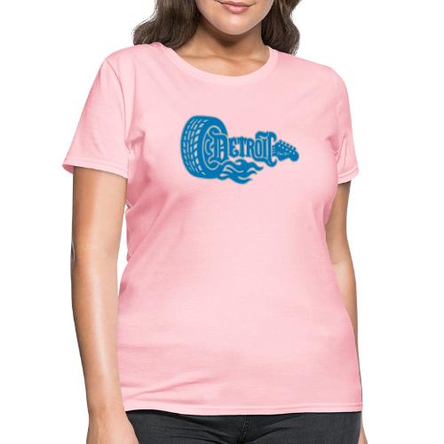 The D® - Detroit Wheel Guitar with Flames Bl Slvr - Women's T-Shirt