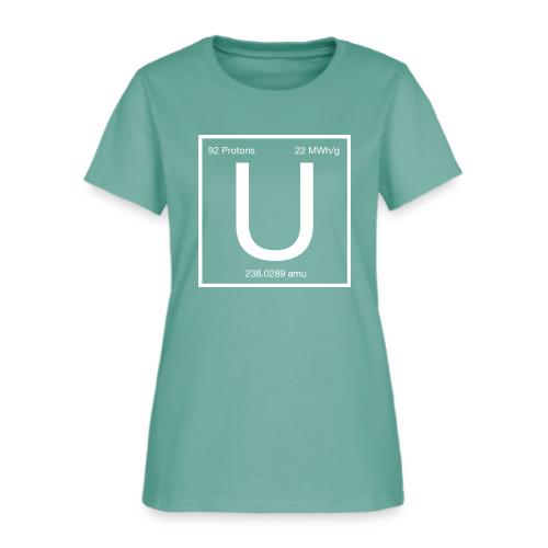 Uranium. Double-sided design. White text. - Women's T-Shirt