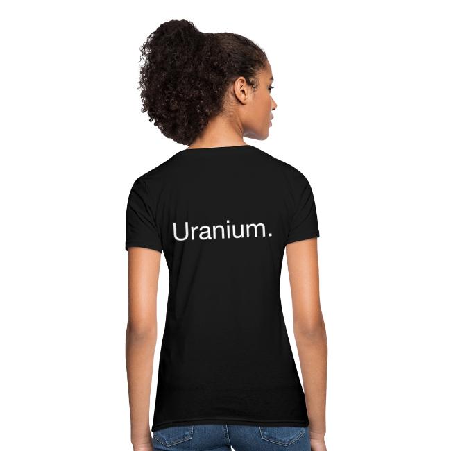 Uranium. Double-sided design. White text.