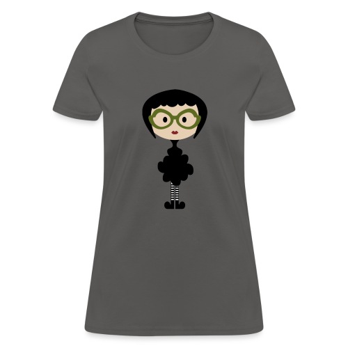 Stylish Fashion Girl and Big Green Glasses - Women's T-Shirt