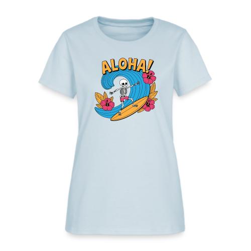 Aloha Surfing Skeleton - Beach Vibes - Women's T-Shirt