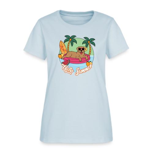Hello Summer Golden Retriever Fun - Women's T-Shirt