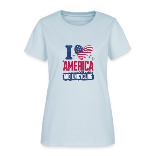 I Love America And Unicycling - Women's T-Shirt