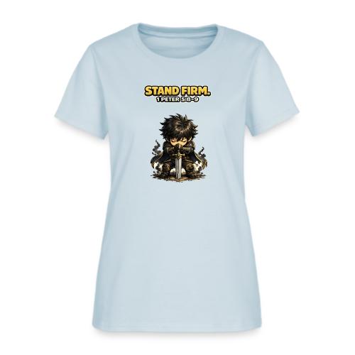 Stand Firm Chibi Warrior | 1 Peter 5:8-9 - Women's T-Shirt