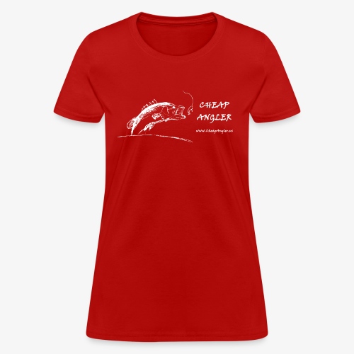 Cheap Angler Bass Fishing YouTube Logo - White - Women's T-Shirt