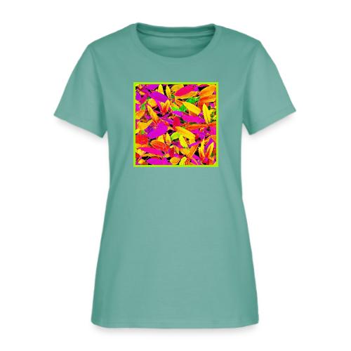 Vibrant NeonLeaf Elegance Pattern - Women's T-Shirt