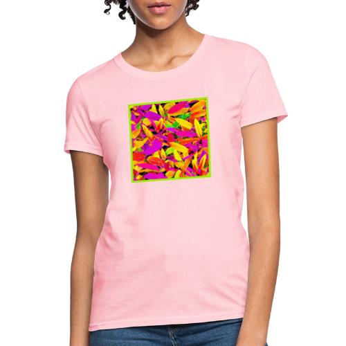 Vibrant NeonLeaf Elegance Pattern - Women's T-Shirt