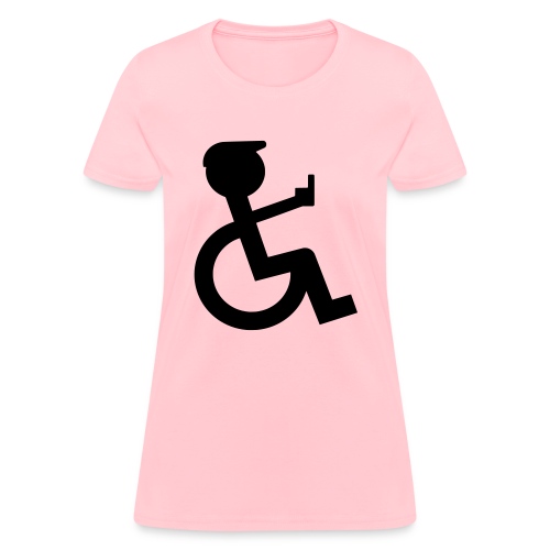 Wheelchair user giving the finger, fun humor * - Women's T-Shirt