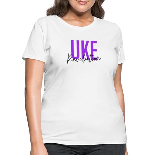 Front & Back Purple Uke Revolution Get Your Uke On - Women's T-Shirt