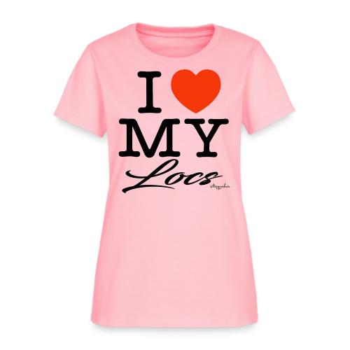 I LOVE MY LOCS (black text design) - Women's T-Shirt