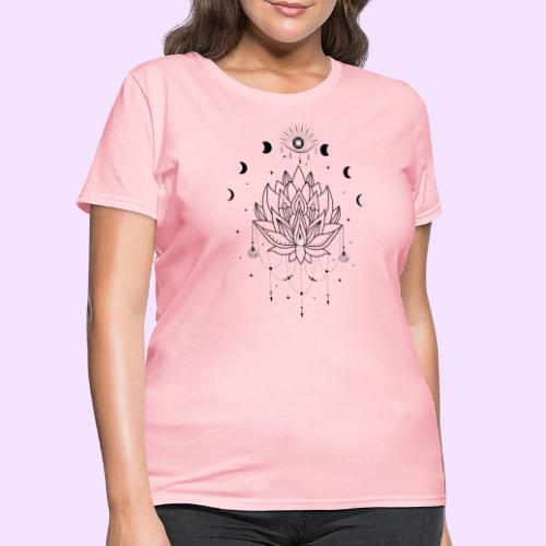 Third Eye Black Lotus Flower - Moon Cycle Design - Women's T-Shirt