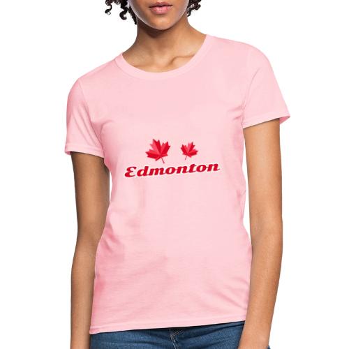 Edmonton with two red maple leaves - Women's T-Shirt