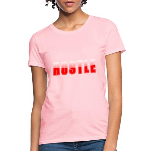 HUSTLE Bold Red Motivational Typography Design - Women's T-Shirt