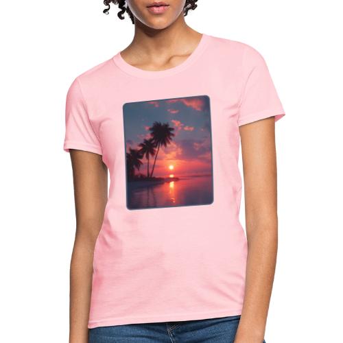 Tropical Sunset Ocean Reflection Design - Women's T-Shirt