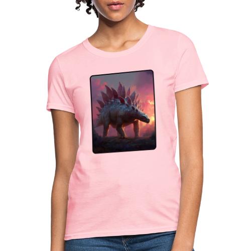 Stegosaurus Sunset Forest Design - Women's T-Shirt