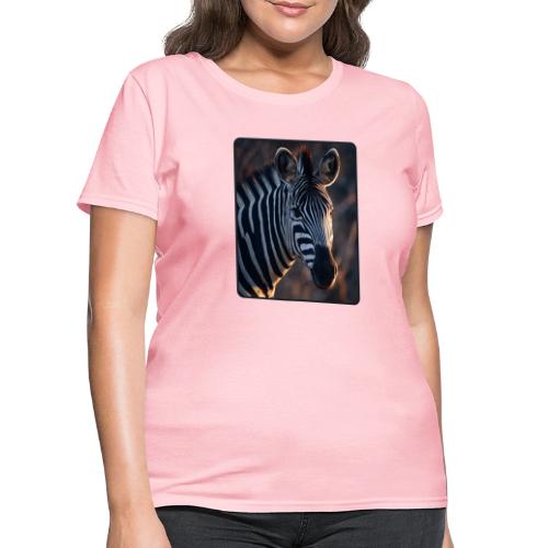Majestic Zebra Sunset Portrait Design - Women's T-Shirt