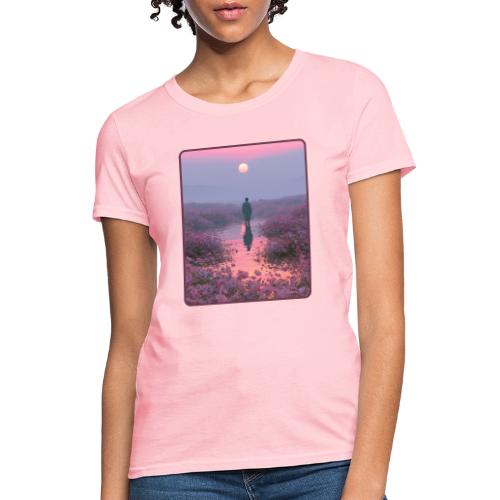 Ethereal Sunset Flower Field Art - Women's T-Shirt