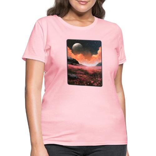 Moonlit Fantasy Flower Landscape - Women's T-Shirt