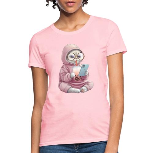 Cool Cat Bubble Tea Cartoon Design - Women's T-Shirt