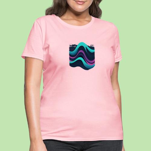 Abstract Wavy Ocean Pattern - Women's T-Shirt
