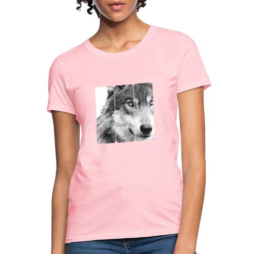Wolf Face Triptych: Silent Alpha - Women's T-Shirt