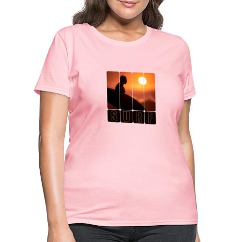 Surfing: Sunset Surf Panels - Women's T-Shirt
