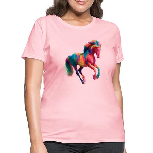 Colorful Paint Splatter Horse Art - Women's T-Shirt
