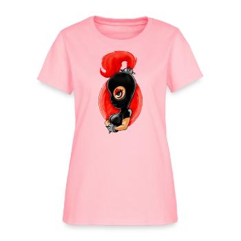Woman In Black Leather Domina Fetish - Women's T-Shirt - pink - Front