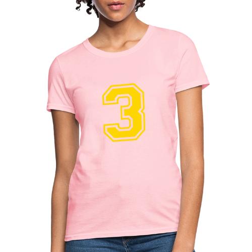 Number 3 in a classic athletic collegiate font - Women's T-Shirt