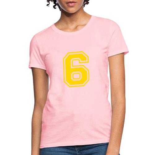 Number 6 in a classic athletic collegiate font - Women's T-Shirt