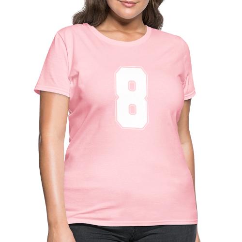 White Number 8 – Varsity Font - Women's T-Shirt