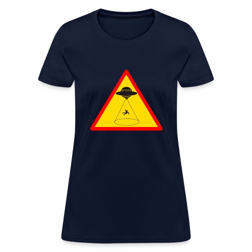 warning ufo sign - Women's T-Shirt