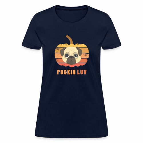 Pugkin Luv Jackolantern Pug Gourd Fleabag Puppy. - Women's T-Shirt
