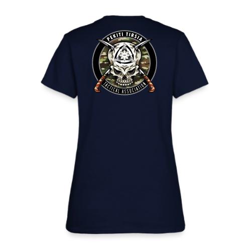 BTG old raven front and PTTA multicam back - Women's T-Shirt