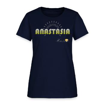 Anastasia yellow & white typography - resurrection - Women's T-Shirt - navy - Front