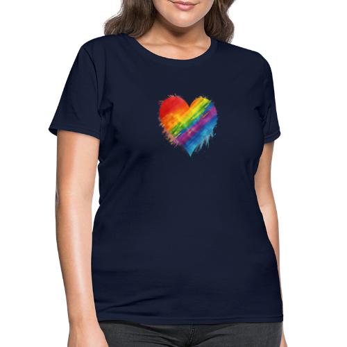 Watercolor Rainbow Pride Heart - LGBTQ LGBT Pride - Women's T-Shirt