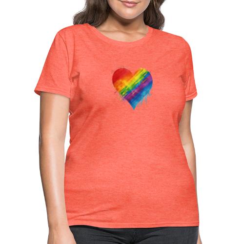 Watercolor Rainbow Pride Heart - LGBTQ LGBT Pride - Women's T-Shirt
