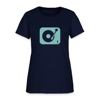 Vinyl rules turntable - vinyl record - turntables - Women's T-Shirt - navy - Front