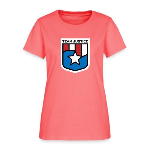 Team Justice Shield Logo white border - Women's T-Shirt