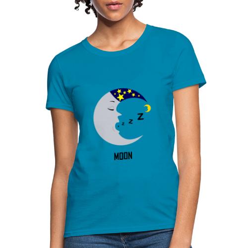 Sleepy Silvery Yawning Moon - Women's T-Shirt
